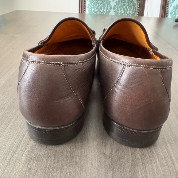 Gucci Brown Leather Horsebit Stripe Loafers shoes size 10.5 - Picture 4 of 12